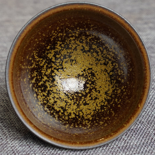 Kowloon Kiln Dangerous Agile Firewood Burning Jianzhan Golden Armor Flower Moon Night Handmade Tea Tasting Master Teacup Treasure Scroll Certificate
